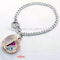 Plata de acero inoxidable cadena cubana con acero inoxidable 316l pulsera de oro rosa medallón